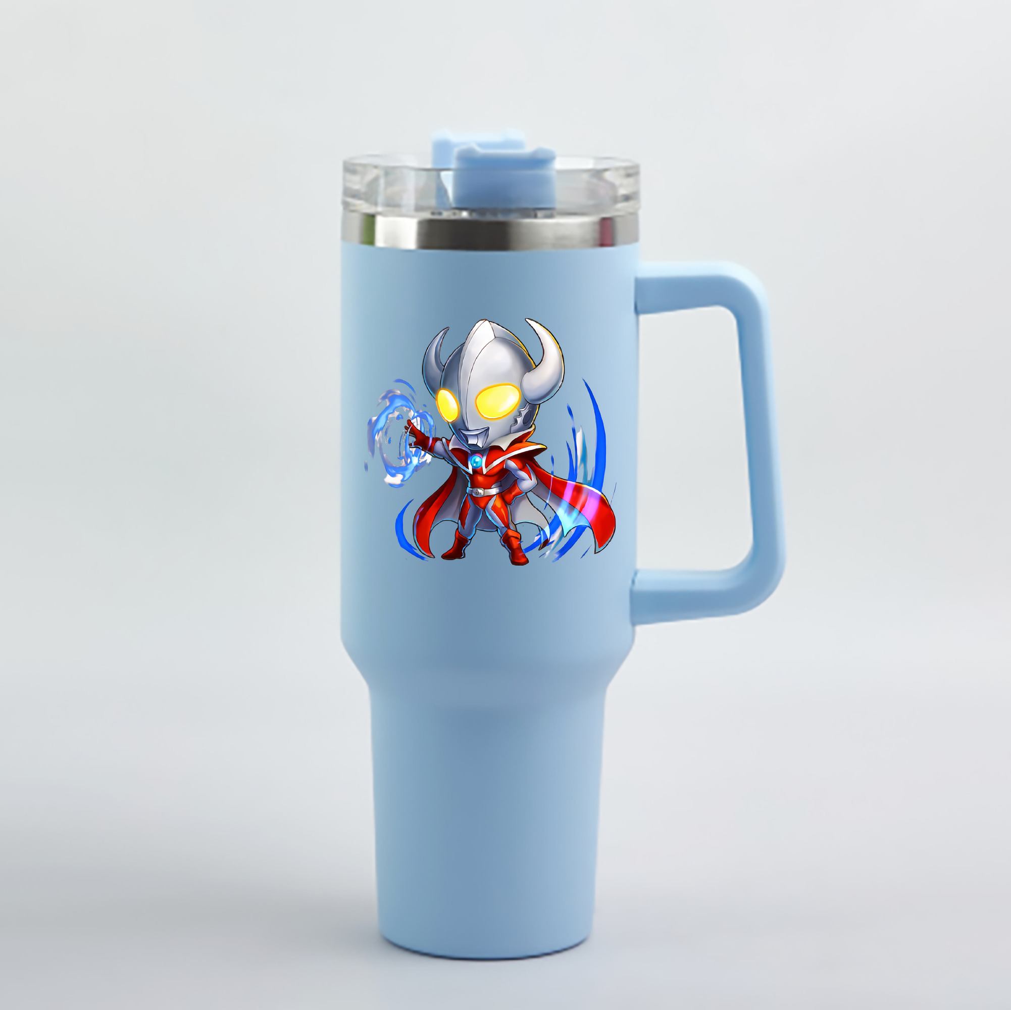 （画像用） ウルトラマン Ultraman 1200mL車用タンブラー - クリスタルステッカー（プラスチックストロー付き）