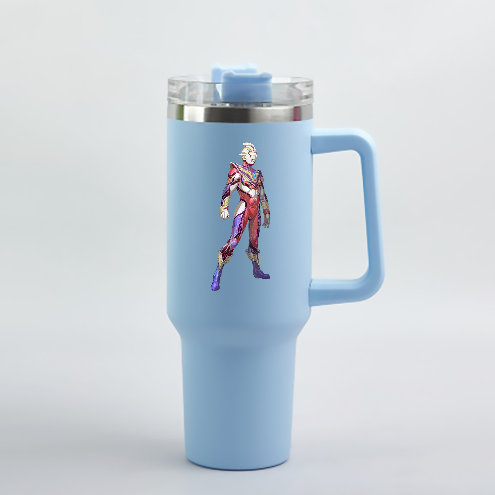 （画像用） ウルトラマン Ultraman 1200mL車用タンブラー - クリスタルステッカー（プラスチックストロー付き）