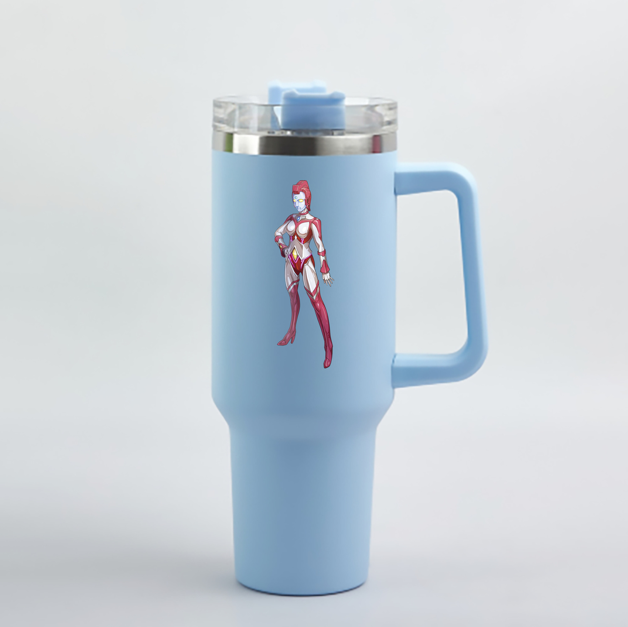 （画像用） ウルトラマン Ultraman 1200mL車用タンブラー - クリスタルステッカー（プラスチックストロー付き）