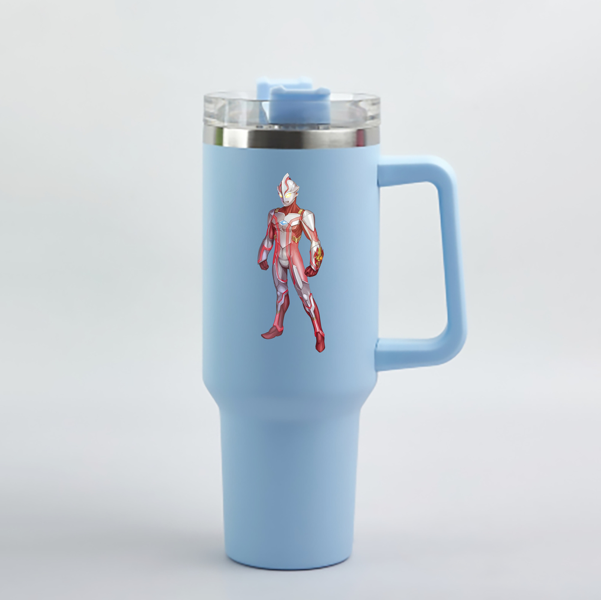 （画像用） ウルトラマン Ultraman 1200mL車用タンブラー - クリスタルステッカー（プラスチックストロー付き）