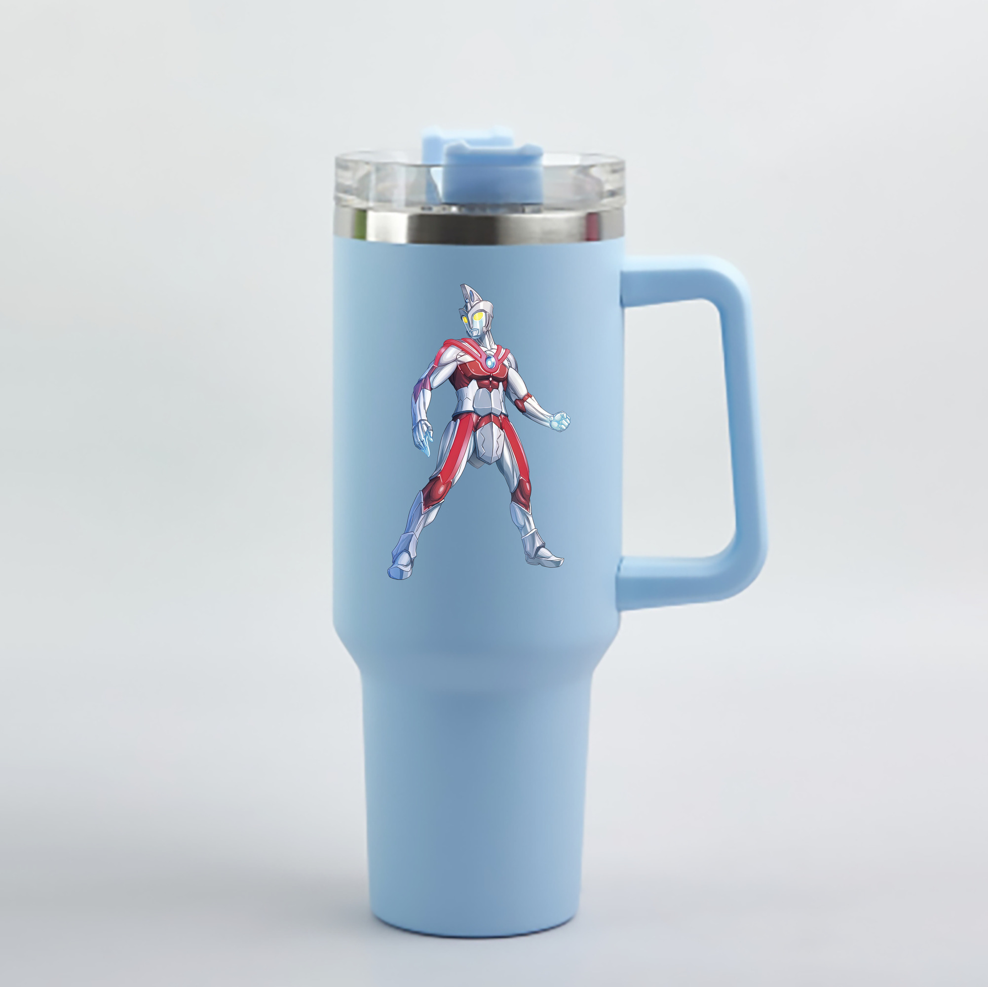 （画像用） ウルトラマン Ultraman 1200mL車用タンブラー - クリスタルステッカー（プラスチックストロー付き）