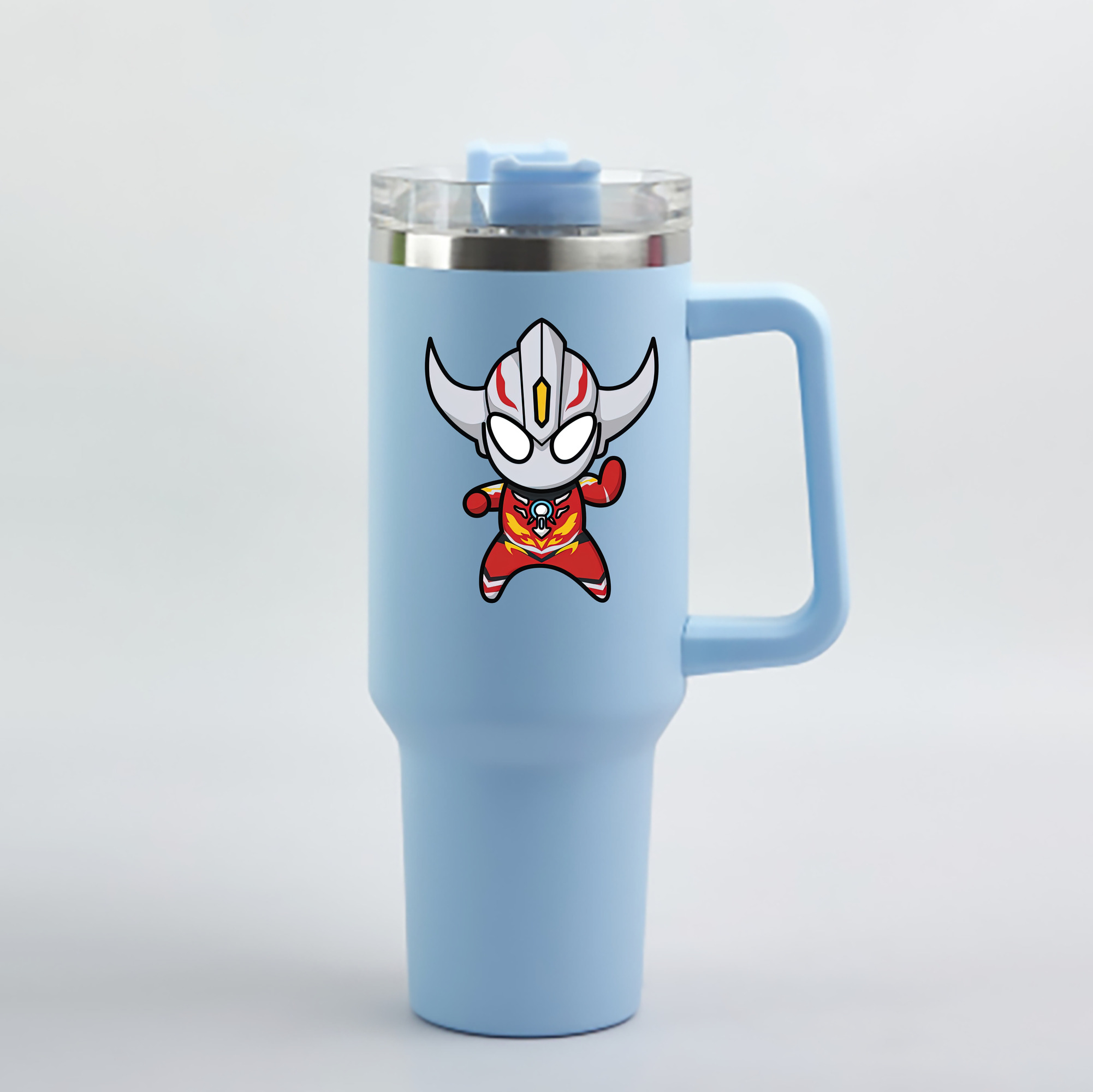 （画像用） ウルトラマン Ultraman 1200mL車用タンブラー - クリスタルステッカー（プラスチックストロー付き）