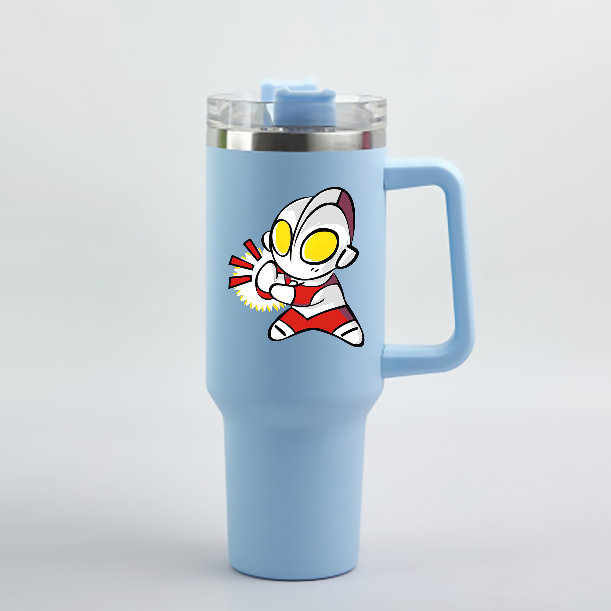 （画像用） ウルトラマン Ultraman 1200mL車用タンブラー - クリスタルステッカー（プラスチックストロー付き）