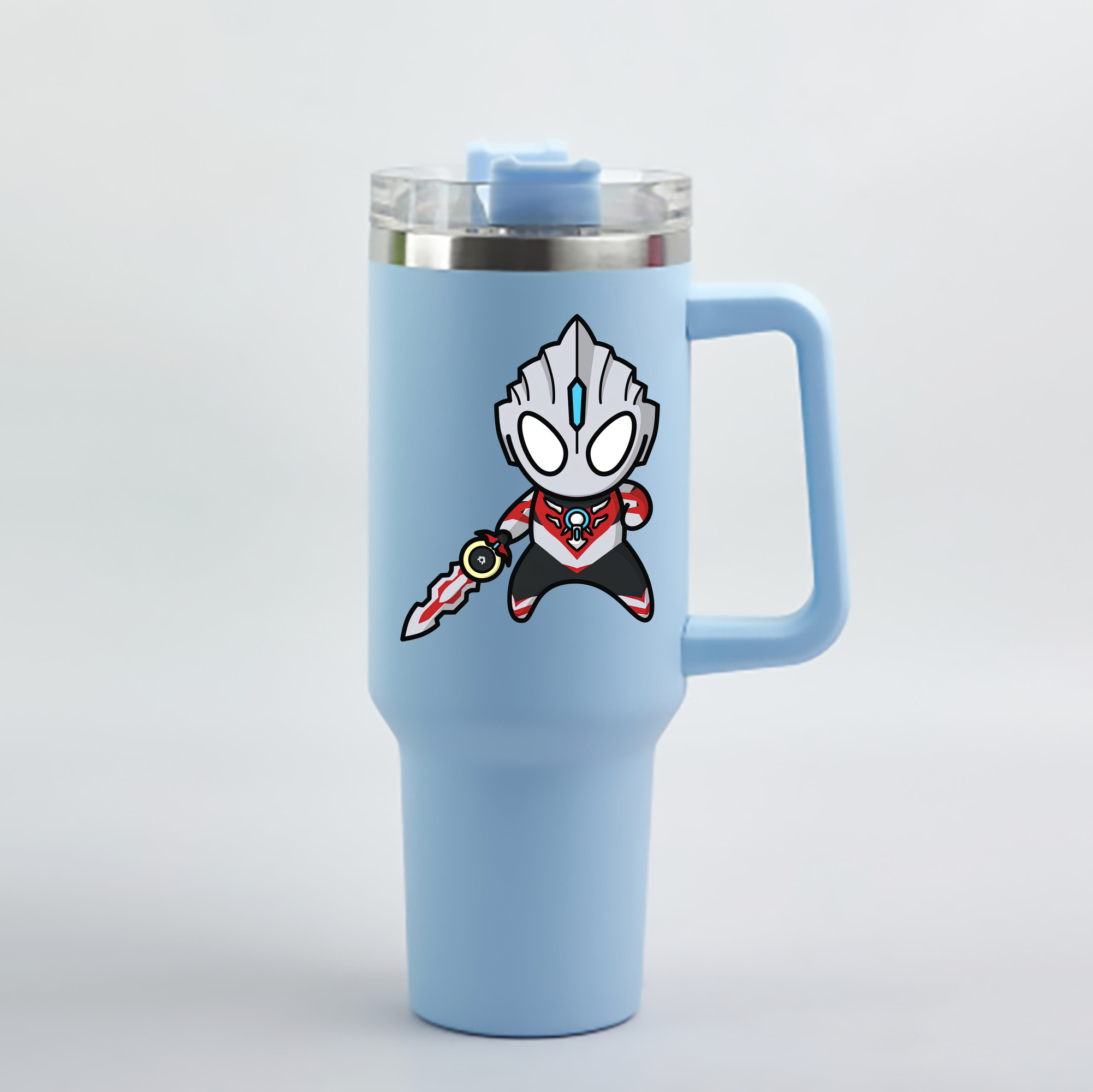 （画像用） ウルトラマン Ultraman 1200mL車用タンブラー - クリスタルステッカー（プラスチックストロー付き）