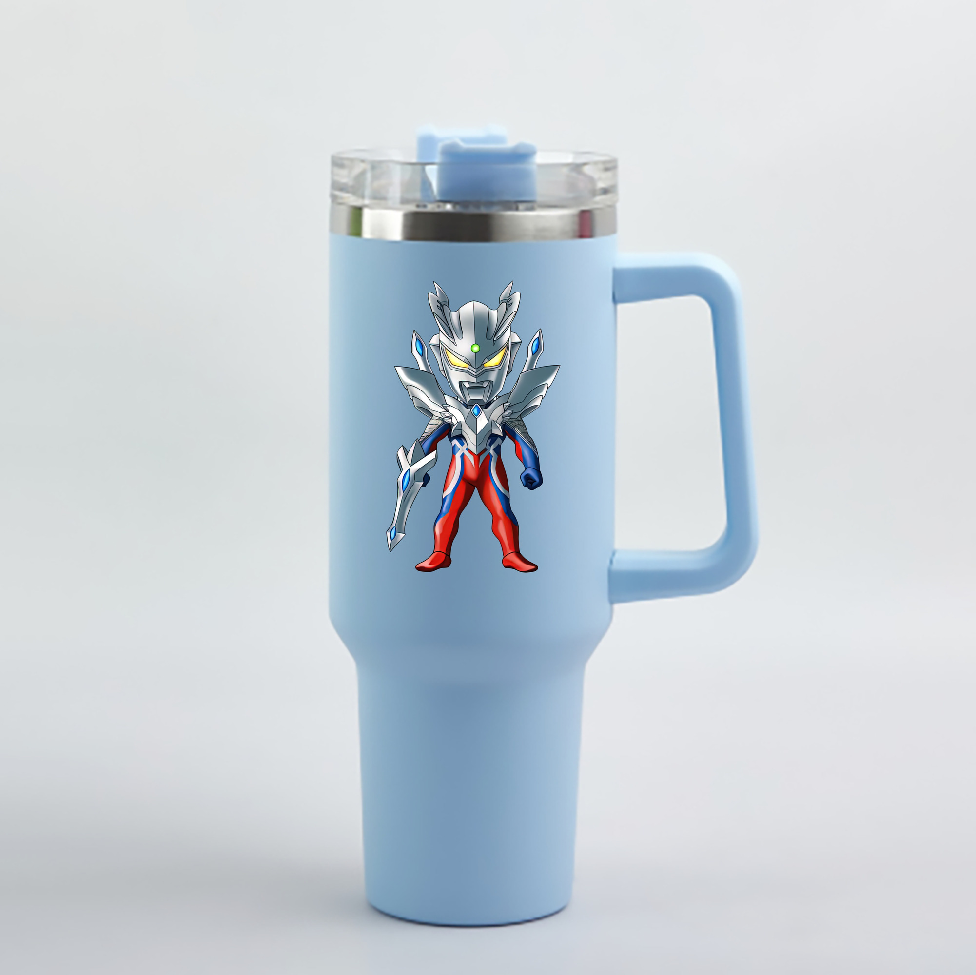 （画像用） ウルトラマン Ultraman 1200mL車用タンブラー - クリスタルステッカー（プラスチックストロー付き）