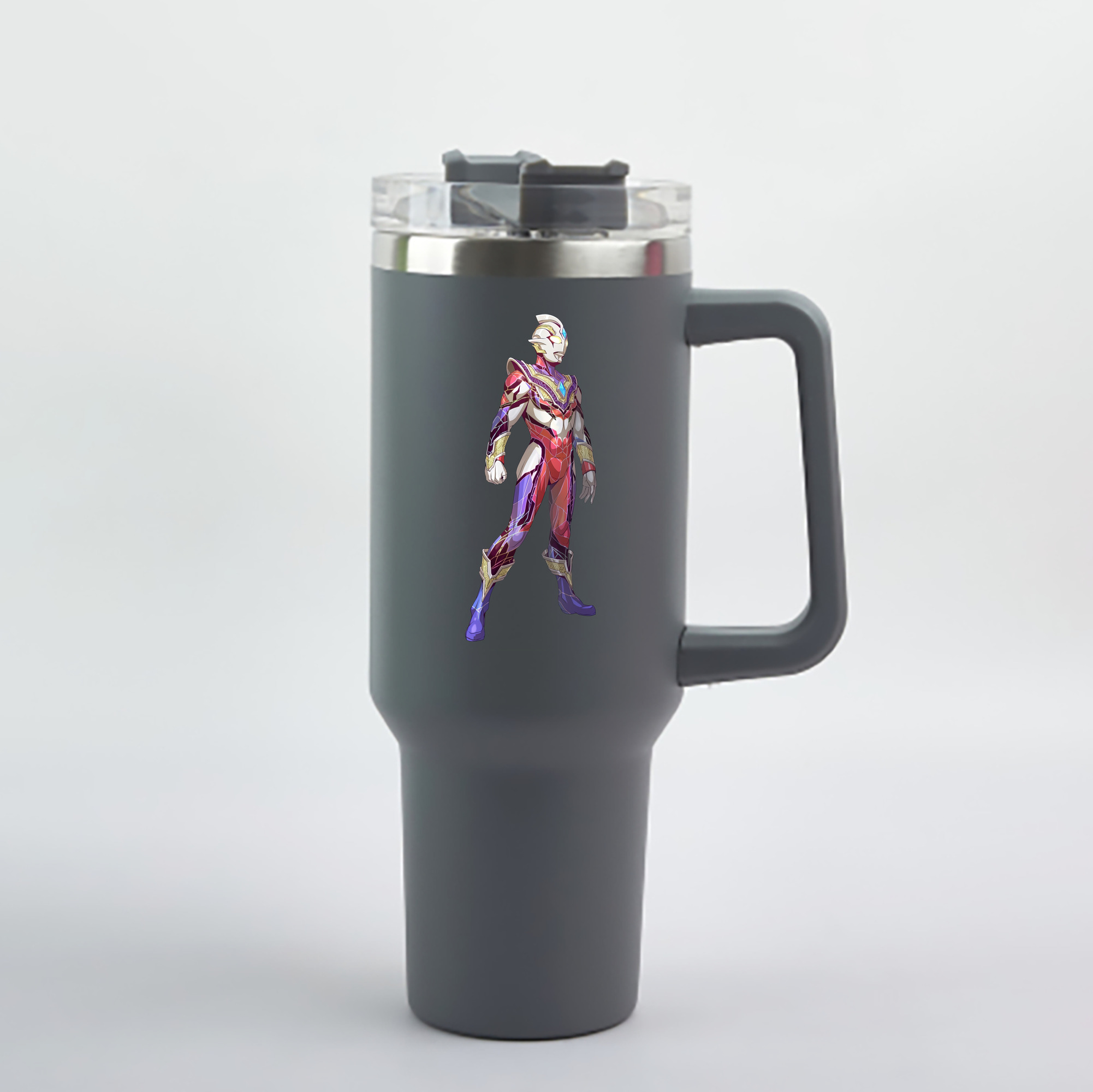 （画像用） ウルトラマン Ultraman 1200mL車用タンブラー - クリスタルステッカー（プラスチックストロー付き）