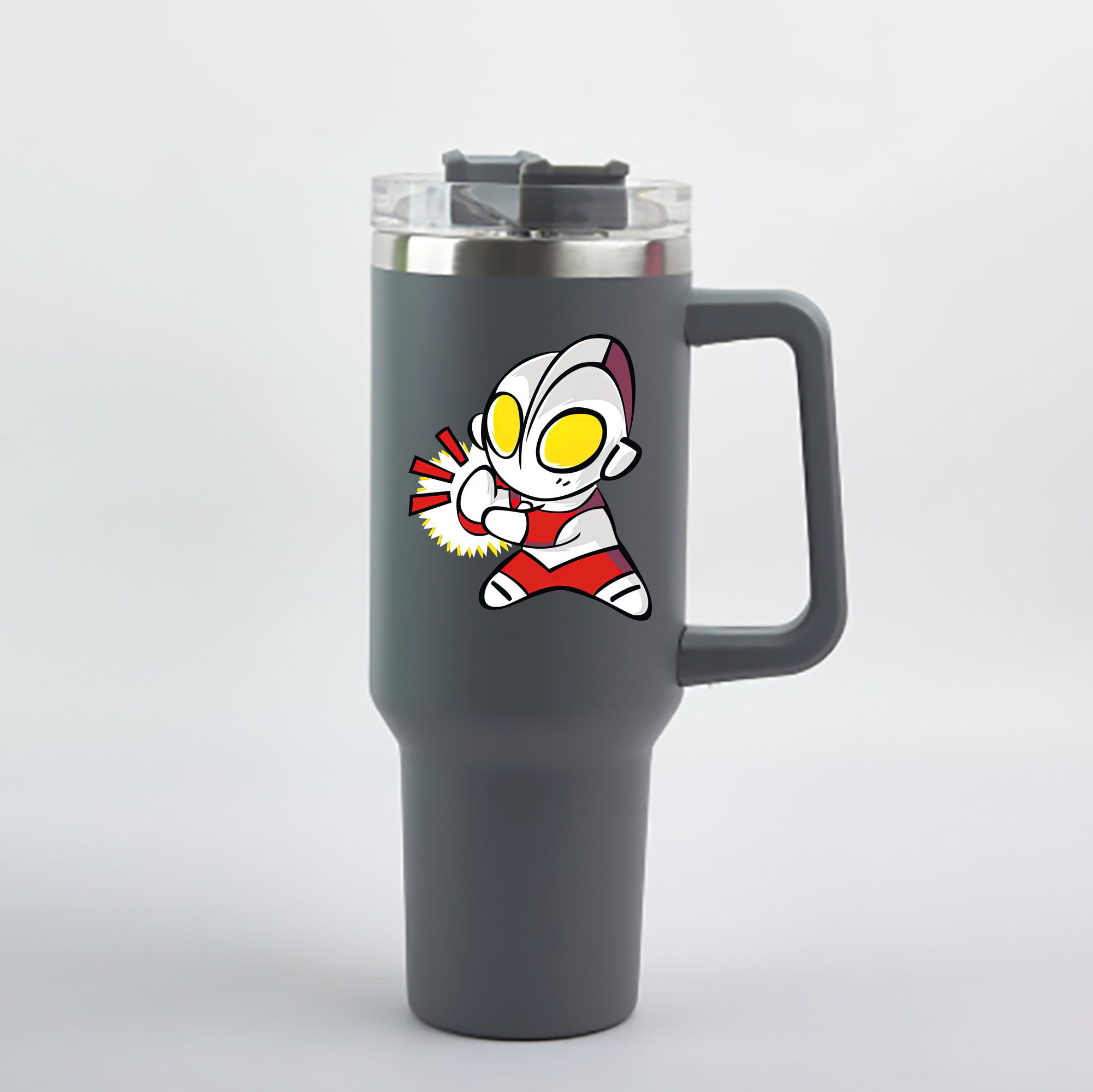 （画像用） ウルトラマン Ultraman 1200mL車用タンブラー - クリスタルステッカー（プラスチックストロー付き）