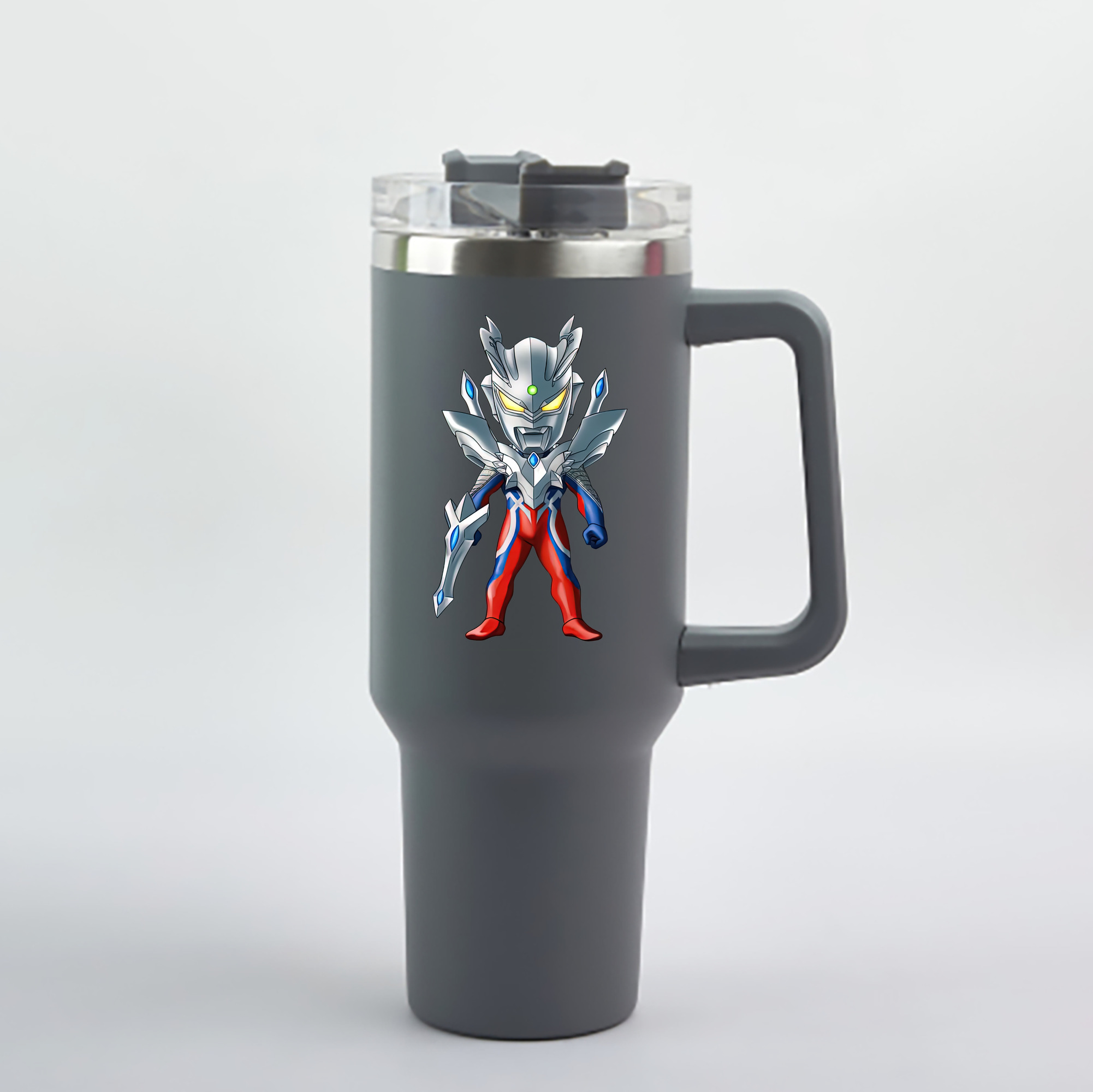 （画像用） ウルトラマン Ultraman 1200mL車用タンブラー - クリスタルステッカー（プラスチックストロー付き）