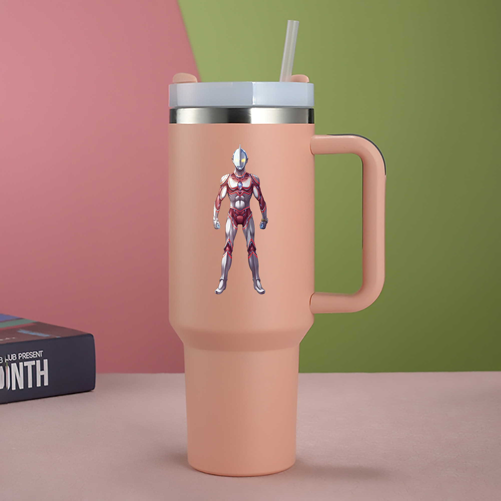 （画像用） ウルトラマン Ultraman 1200mL車用タンブラー - クリスタルステッカー（プラスチックストロー付き）
