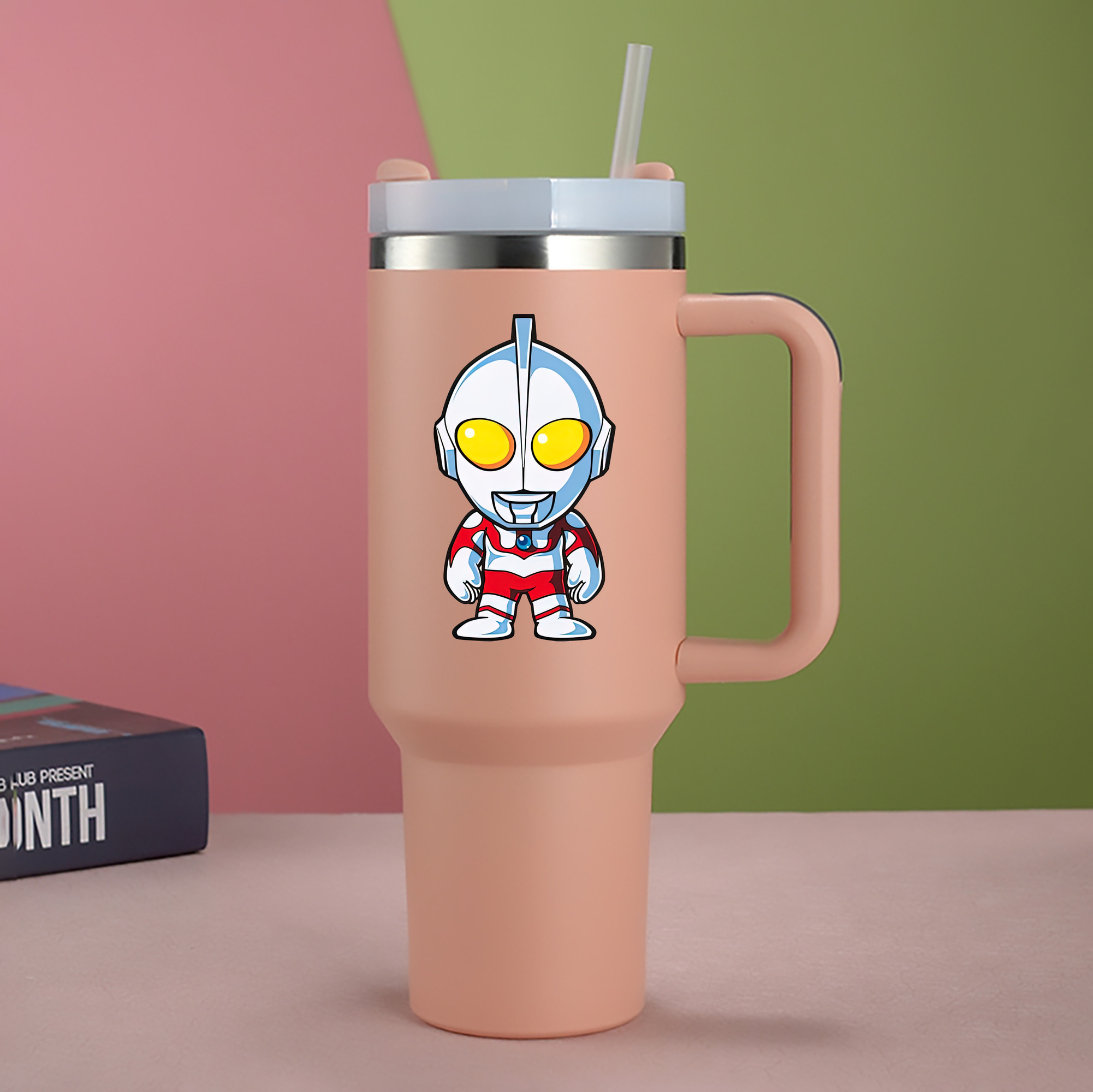 （画像用） ウルトラマン Ultraman 1200mL車用タンブラー - クリスタルステッカー（プラスチックストロー付き）