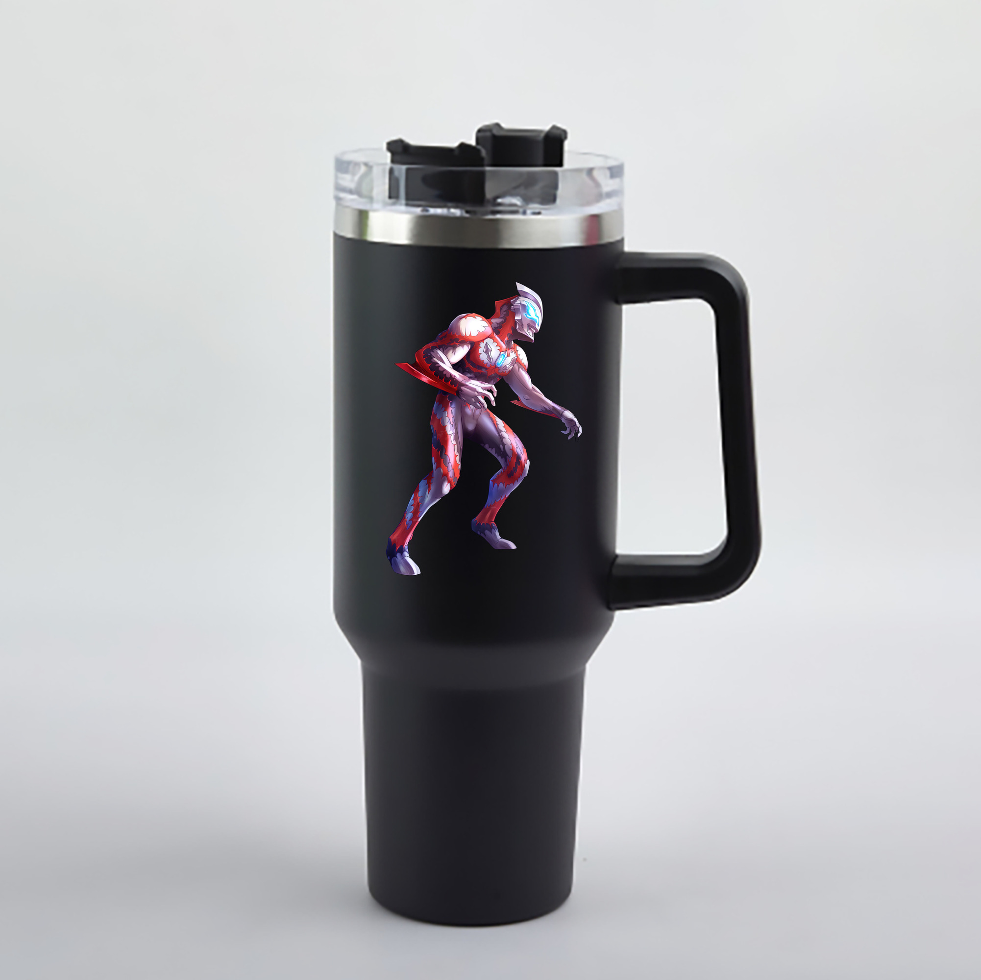 （画像用） ウルトラマン Ultraman 1200mL車用タンブラー - クリスタルステッカー（プラスチックストロー付き）