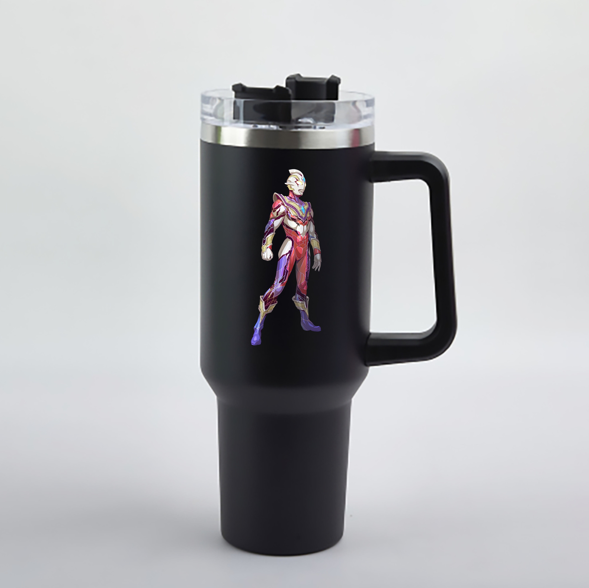 （画像用） ウルトラマン Ultraman 1200mL車用タンブラー - クリスタルステッカー（プラスチックストロー付き）