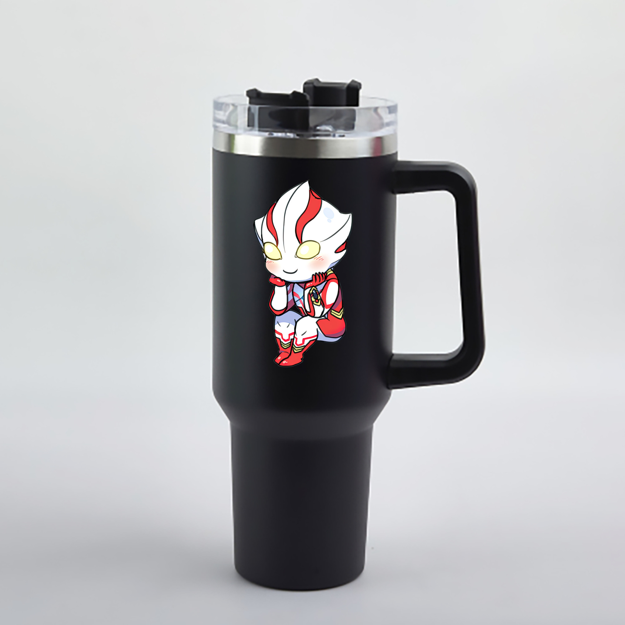 （画像用） ウルトラマン Ultraman 1200mL車用タンブラー - クリスタルステッカー（プラスチックストロー付き）