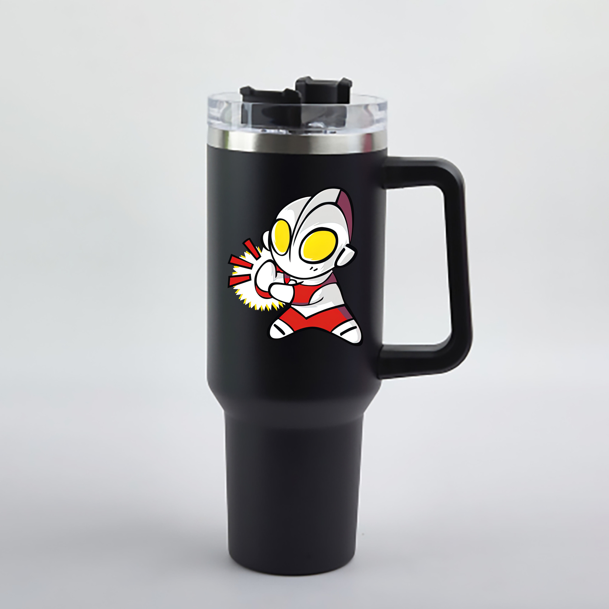（画像用） ウルトラマン Ultraman 1200mL車用タンブラー - クリスタルステッカー（プラスチックストロー付き）