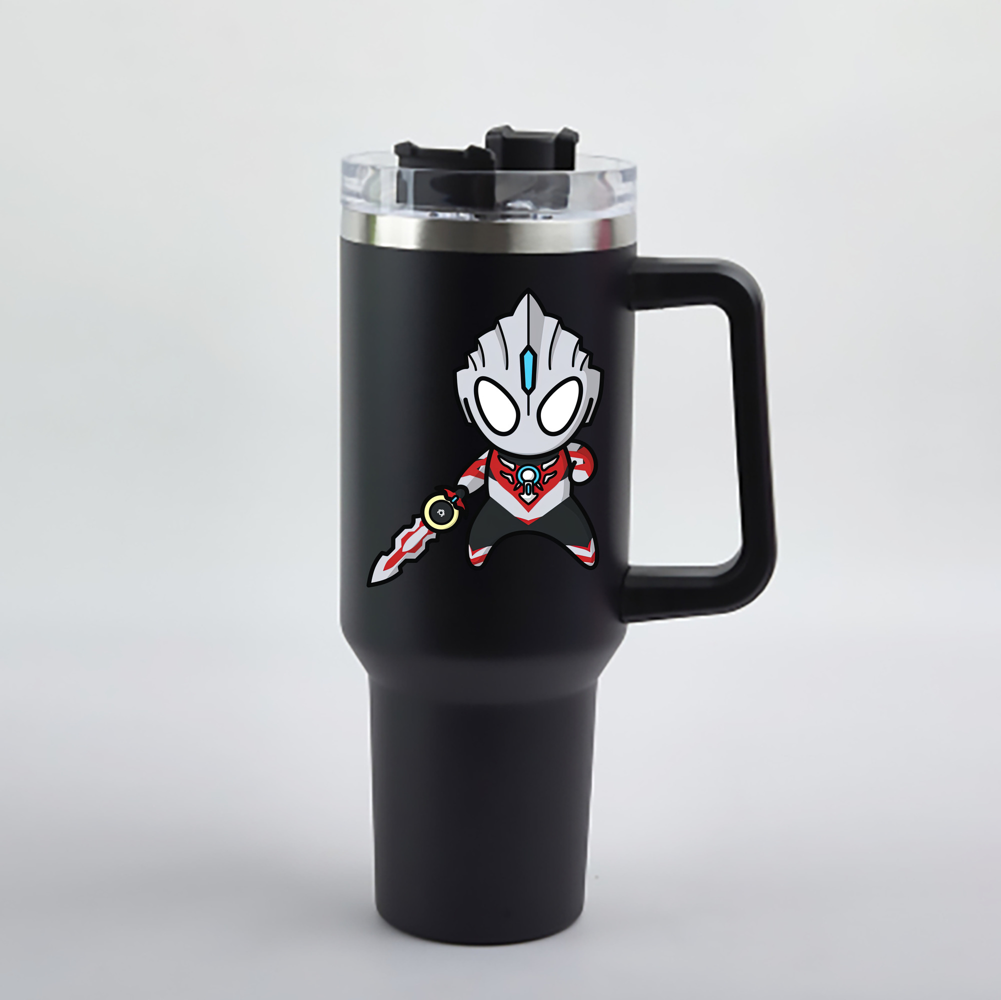 （画像用） ウルトラマン Ultraman 1200mL車用タンブラー - クリスタルステッカー（プラスチックストロー付き）