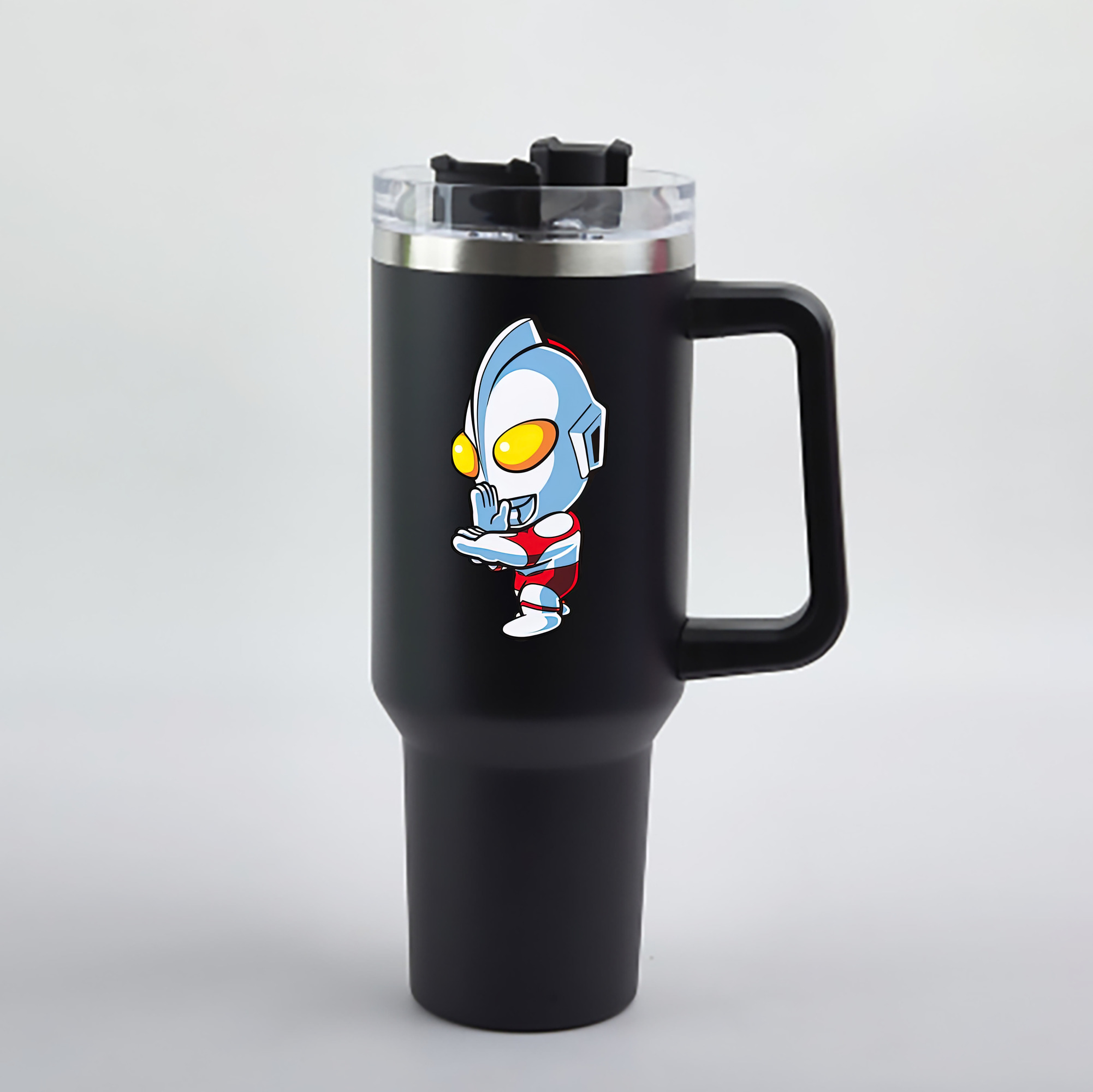 （画像用） ウルトラマン Ultraman 1200mL車用タンブラー - クリスタルステッカー（プラスチックストロー付き）
