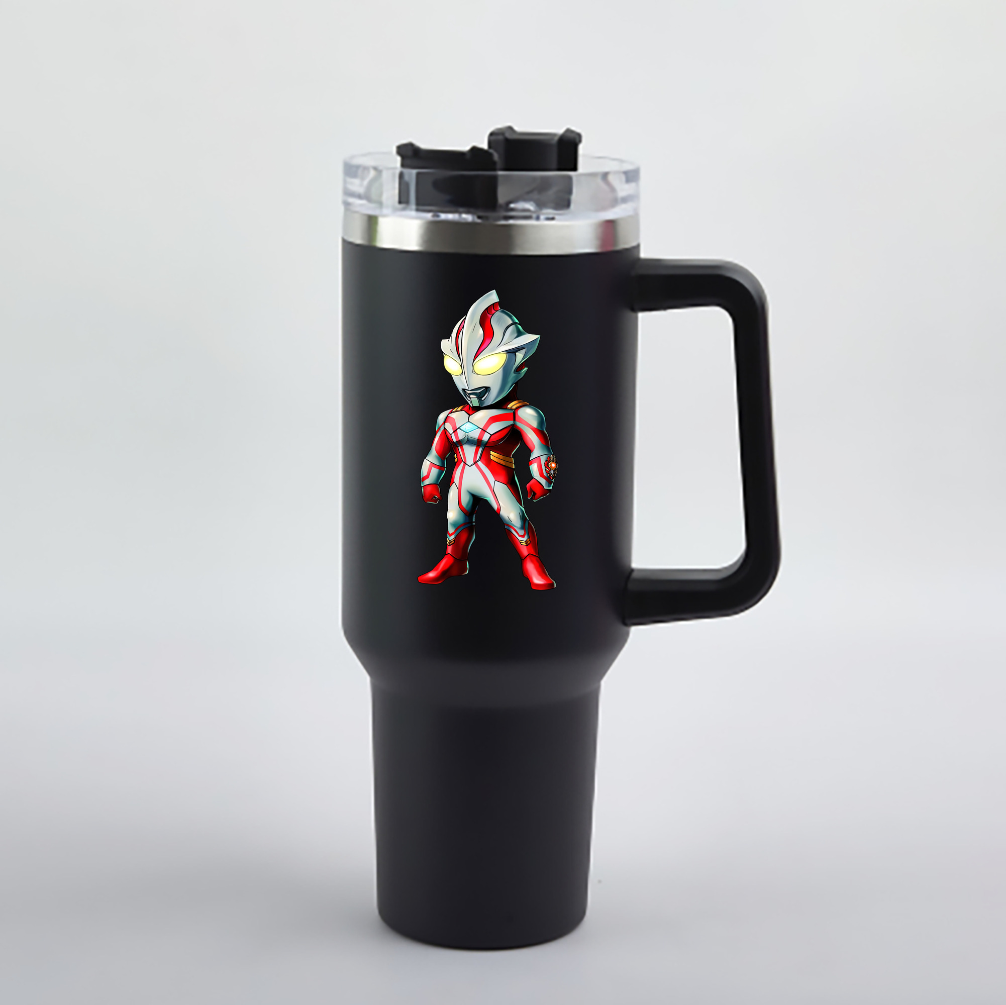 （画像用） ウルトラマン Ultraman 1200mL車用タンブラー - クリスタルステッカー（プラスチックストロー付き）