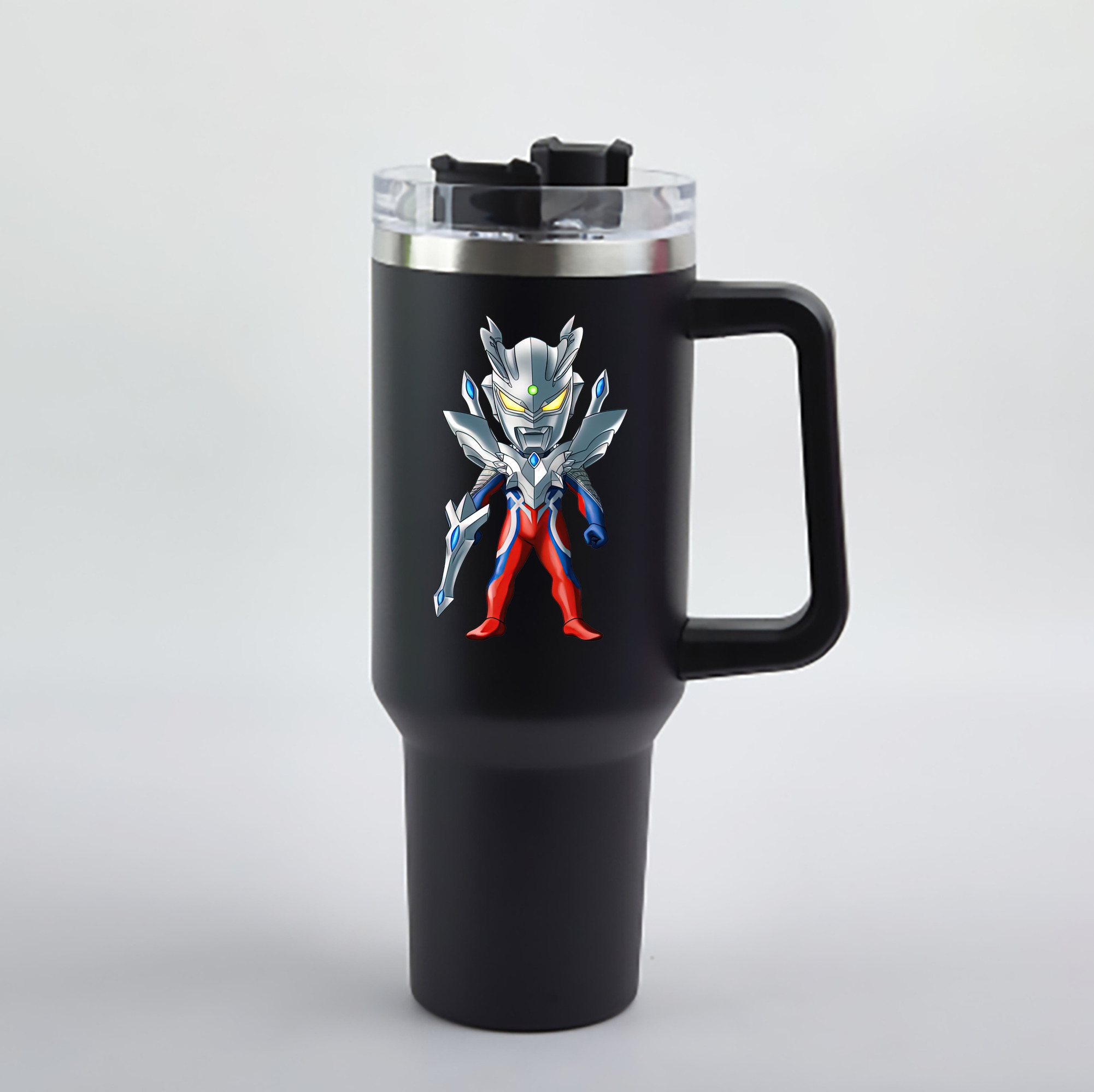 （画像用） ウルトラマン Ultraman 1200mL車用タンブラー - クリスタルステッカー（プラスチックストロー付き）
